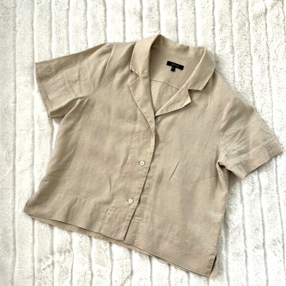 Quince Linen Short Sleeve Shirt (Driftwood) S - Picture 4 of 9